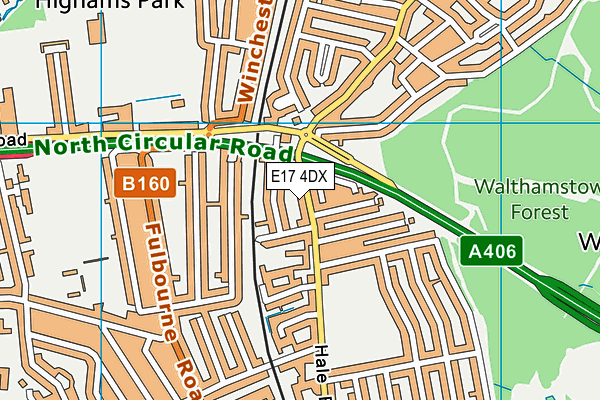 E17 4DX map - OS VectorMap District (Ordnance Survey)