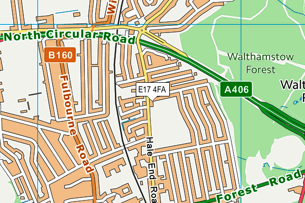 E17 4FA map - OS VectorMap District (Ordnance Survey)