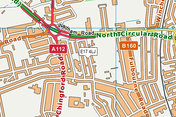 Kitchener Road Park (Closed) map (E17 4LJ) - OS VectorMap District (Ordnance Survey)