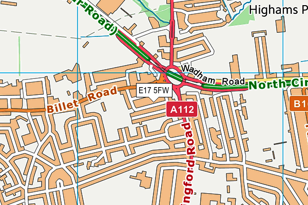 E17 5FW map - OS VectorMap District (Ordnance Survey)