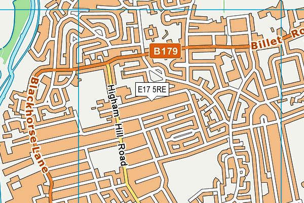 E17 5RE map - OS VectorMap District (Ordnance Survey)