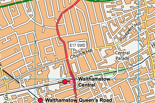 E17 5WD map - OS VectorMap District (Ordnance Survey)