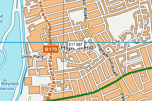 E17 6BT map - OS VectorMap District (Ordnance Survey)