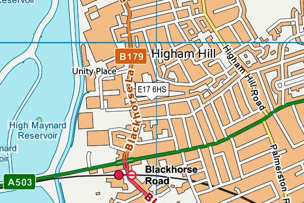 E17 6HS map - OS VectorMap District (Ordnance Survey)