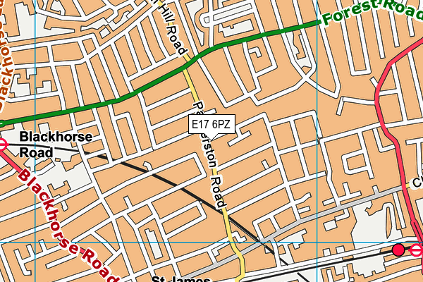 E17 6PZ map - OS VectorMap District (Ordnance Survey)