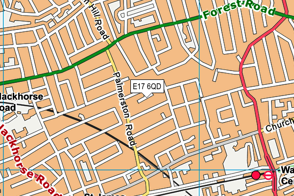 E17 6QD map - OS VectorMap District (Ordnance Survey)