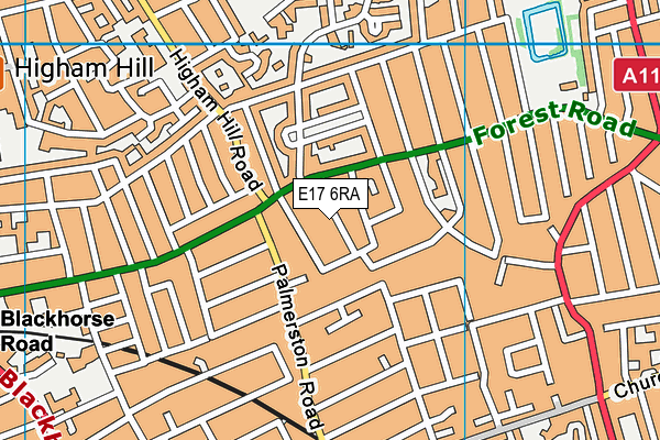 E17 6RA map - OS VectorMap District (Ordnance Survey)