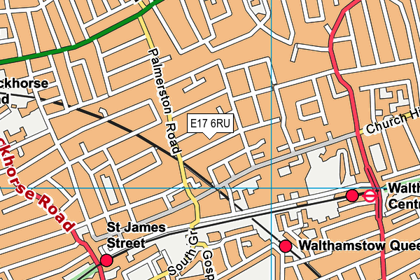 E17 6RU map - OS VectorMap District (Ordnance Survey)