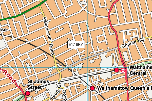 E17 6RY map - OS VectorMap District (Ordnance Survey)