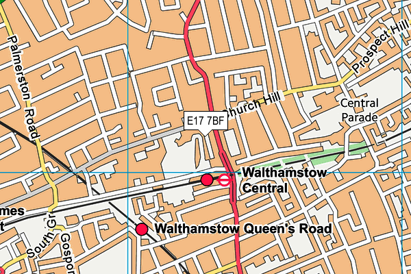 E17 7BF map - OS VectorMap District (Ordnance Survey)