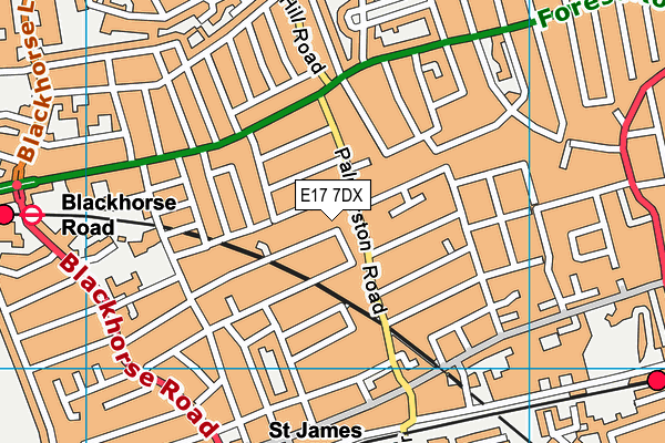 E17 7DX map - OS VectorMap District (Ordnance Survey)