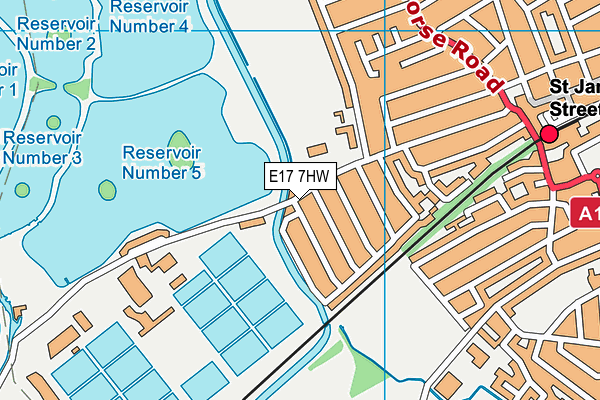 E17 7HW map - OS VectorMap District (Ordnance Survey)