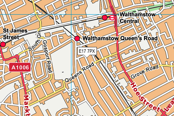 E17 7PX map - OS VectorMap District (Ordnance Survey)