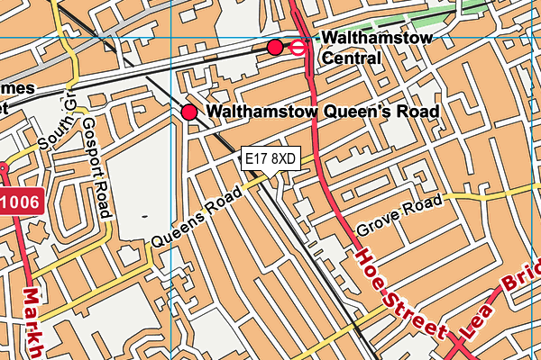 E17 8XD map - OS VectorMap District (Ordnance Survey)