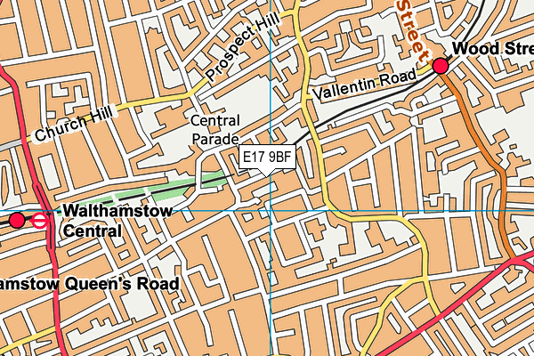 E17 9BF map - OS VectorMap District (Ordnance Survey)