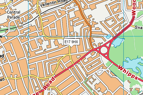 E17 9HX map - OS VectorMap District (Ordnance Survey)