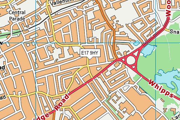 E17 9HY map - OS VectorMap District (Ordnance Survey)