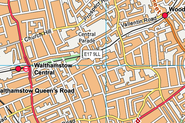 E17 9LL map - OS VectorMap District (Ordnance Survey)