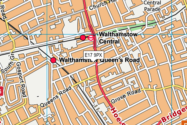 E17 9PX map - OS VectorMap District (Ordnance Survey)