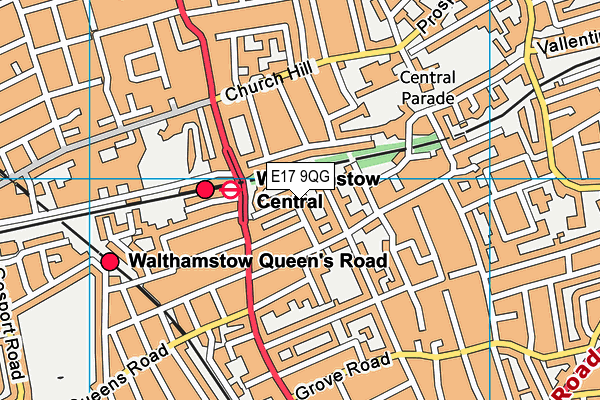 E17 9QG map - OS VectorMap District (Ordnance Survey)