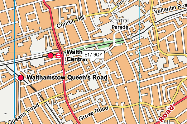 E17 9QY map - OS VectorMap District (Ordnance Survey)