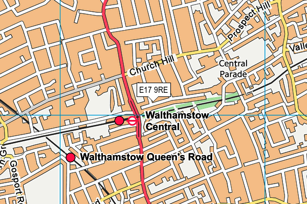 E17 9RE map - OS VectorMap District (Ordnance Survey)