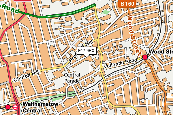E17 9RX map - OS VectorMap District (Ordnance Survey)