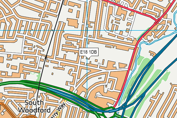 E18 1DB map - OS VectorMap District (Ordnance Survey)