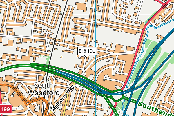 E18 1DL map - OS VectorMap District (Ordnance Survey)