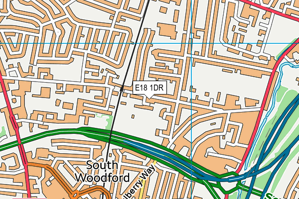 E18 1DR map - OS VectorMap District (Ordnance Survey)