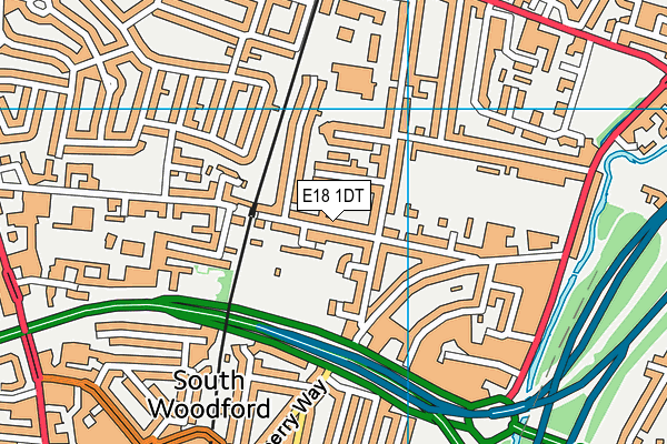 E18 1DT map - OS VectorMap District (Ordnance Survey)