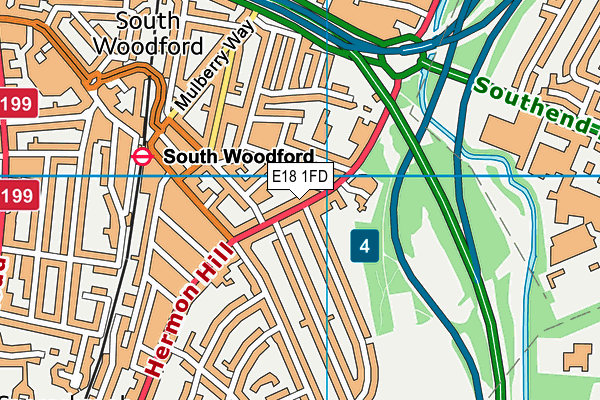 E18 1FD map - OS VectorMap District (Ordnance Survey)