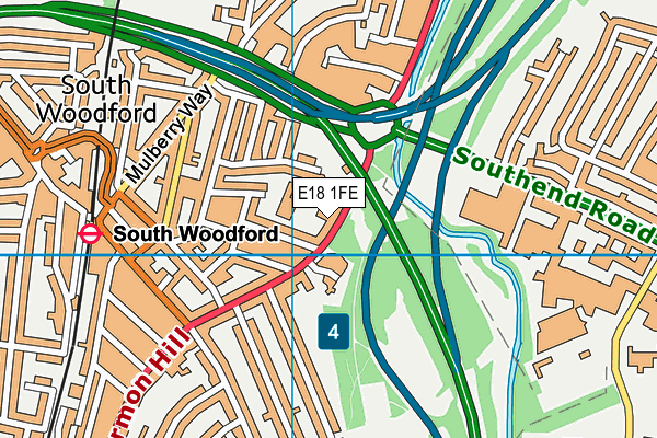 E18 1FE map - OS VectorMap District (Ordnance Survey)