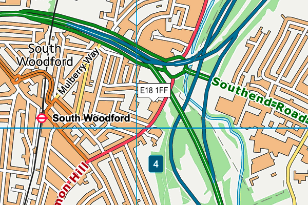 E18 1FF map - OS VectorMap District (Ordnance Survey)