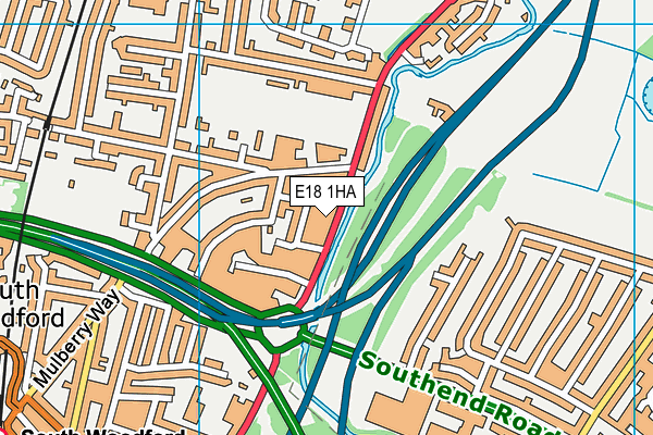 E18 1HA map - OS VectorMap District (Ordnance Survey)