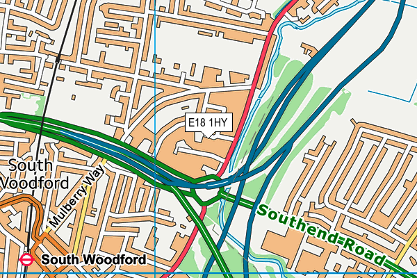 E18 1HY map - OS VectorMap District (Ordnance Survey)