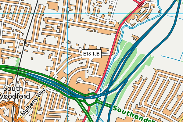 E18 1JB map - OS VectorMap District (Ordnance Survey)