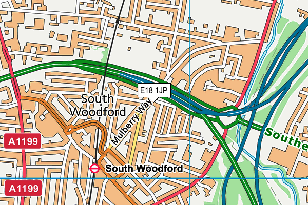 E18 1JP map - OS VectorMap District (Ordnance Survey)