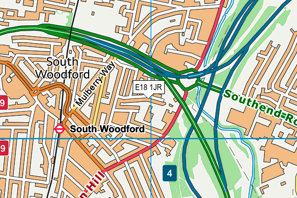 E18 1JR map - OS VectorMap District (Ordnance Survey)