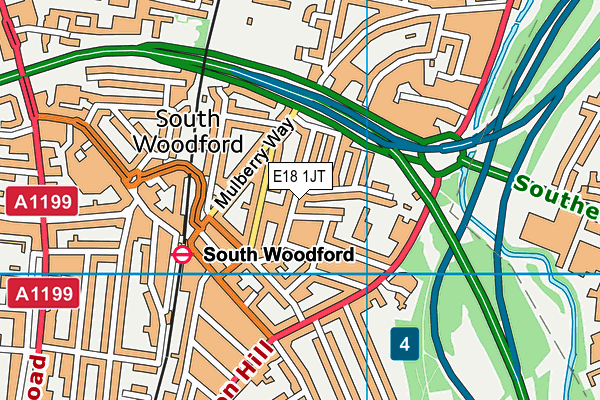 E18 1JT map - OS VectorMap District (Ordnance Survey)