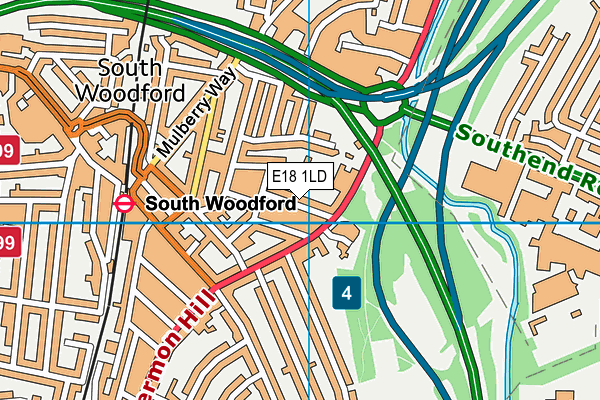 E18 1LD map - OS VectorMap District (Ordnance Survey)