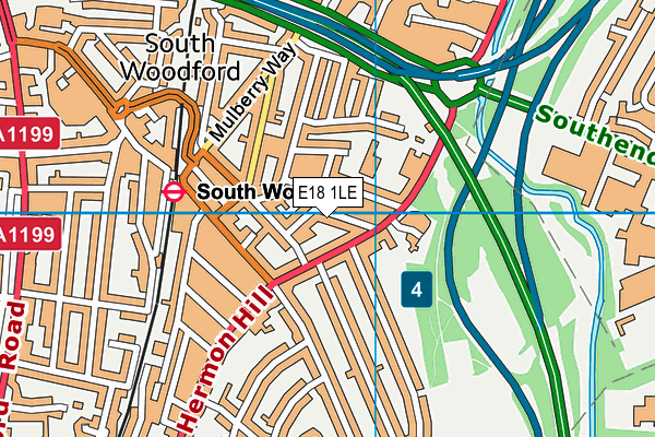 E18 1LE map - OS VectorMap District (Ordnance Survey)