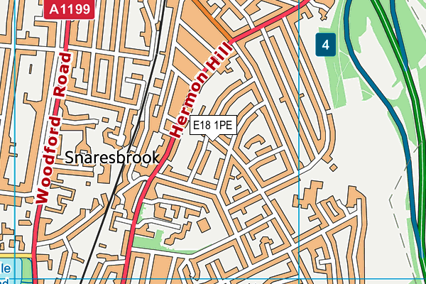 E18 1PE map - OS VectorMap District (Ordnance Survey)