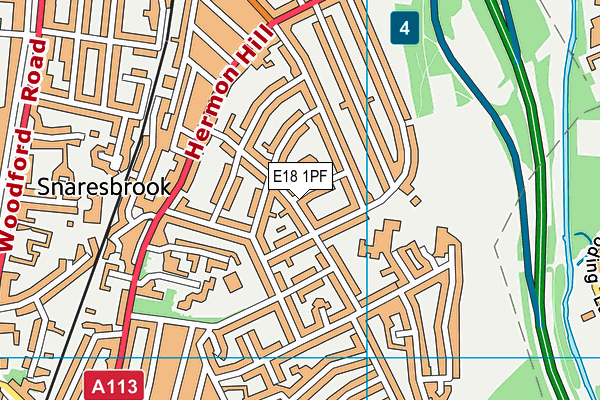 E18 1PF map - OS VectorMap District (Ordnance Survey)