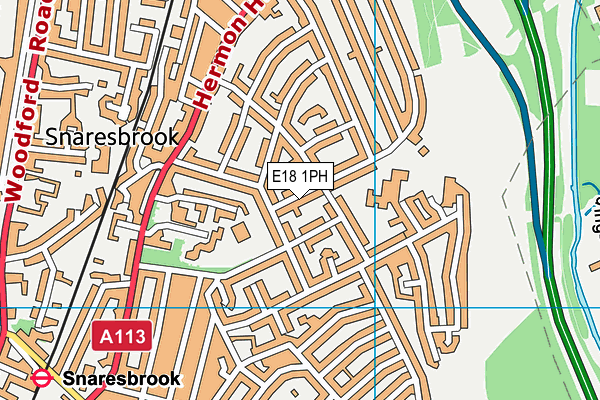 E18 1PH map - OS VectorMap District (Ordnance Survey)