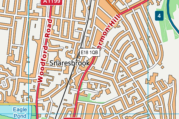 E18 1QB map - OS VectorMap District (Ordnance Survey)