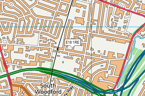 E18 1RE map - OS VectorMap District (Ordnance Survey)