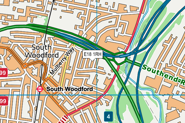 E18 1RH map - OS VectorMap District (Ordnance Survey)