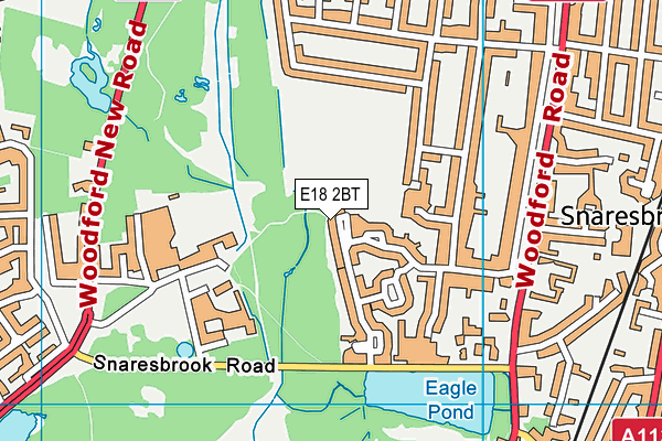 E18 2BT map - OS VectorMap District (Ordnance Survey)