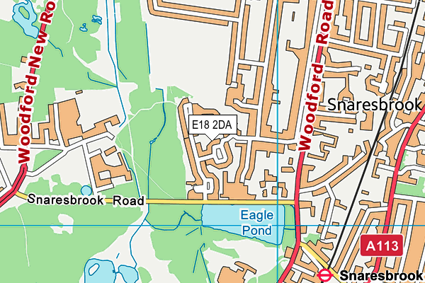 E18 2DA map - OS VectorMap District (Ordnance Survey)
